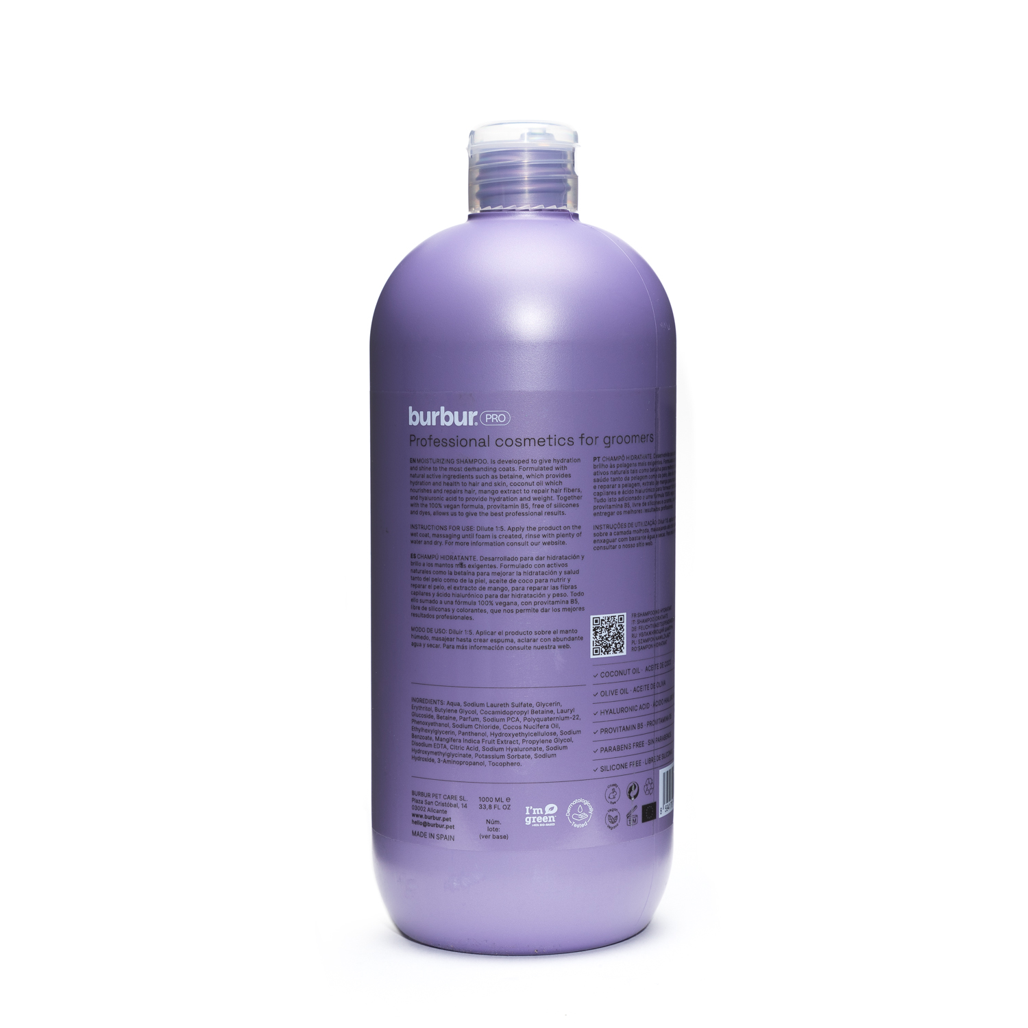 BurburPRO Moisturizing Shampoo 1L - Imagen 4